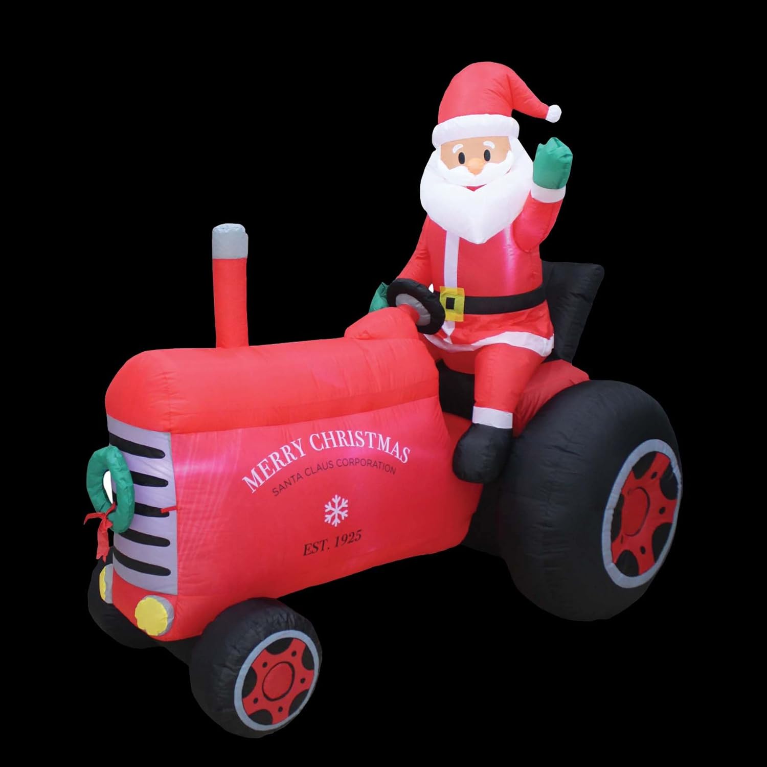 6 ft Vintage Tractor Inflatable Decoration with Santa Claus – Christmas Yard Decor for Indoor/Outdoor Use – Weather Resistant, Self-Inflating, Lights Included