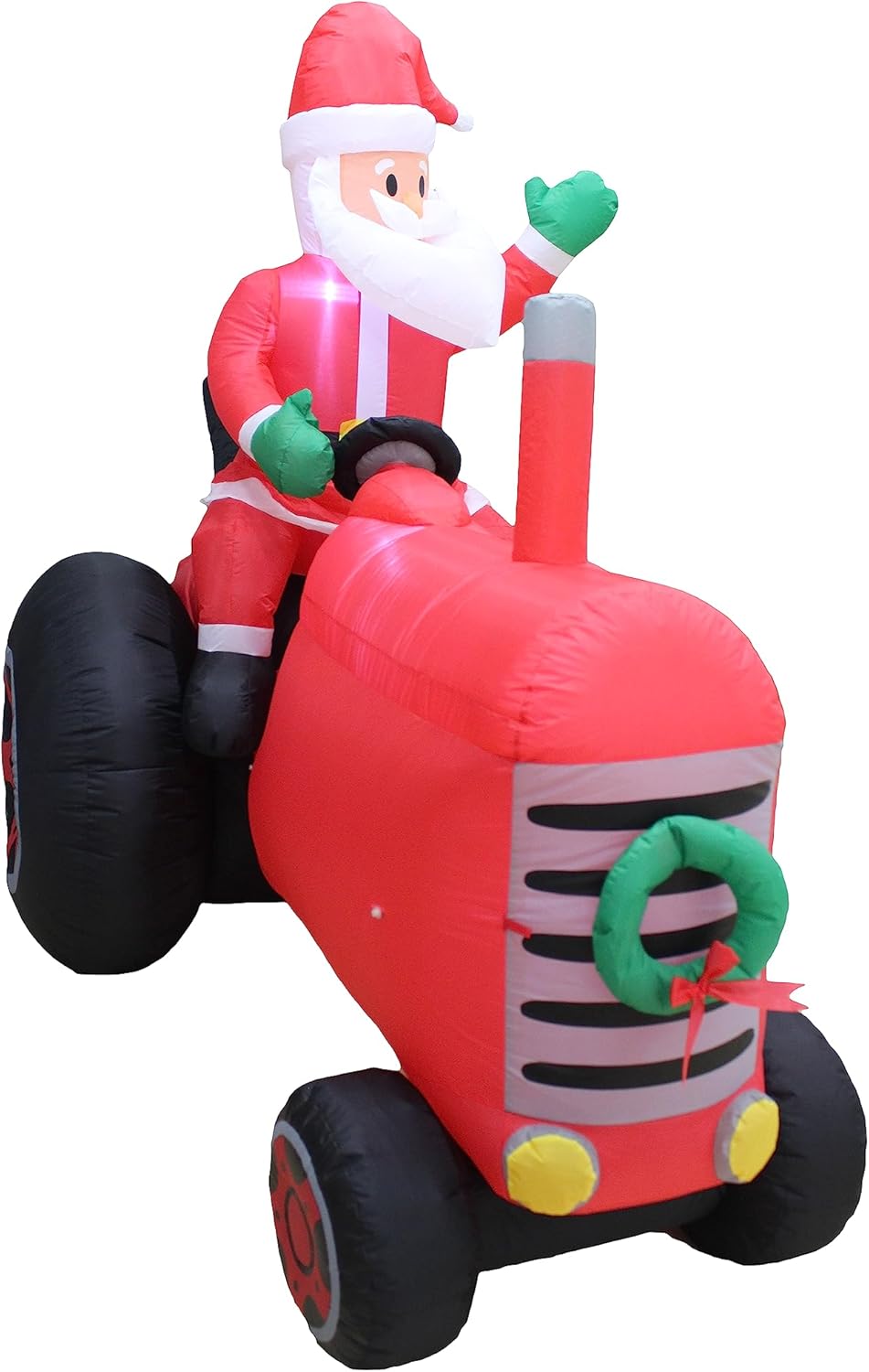 6 ft Vintage Tractor Inflatable Decoration with Santa Claus – Christmas Yard Decor for Indoor/Outdoor Use – Weather Resistant, Self-Inflating, Lights Included