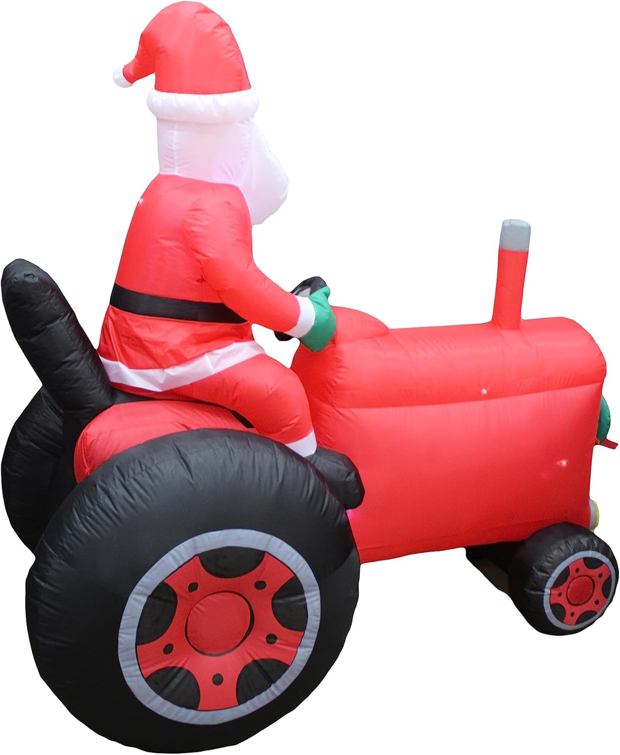 6 ft Vintage Tractor Inflatable Decoration with Santa Claus – Christmas Yard Decor for Indoor/Outdoor Use – Weather Resistant, Self-Inflating, Lights Included