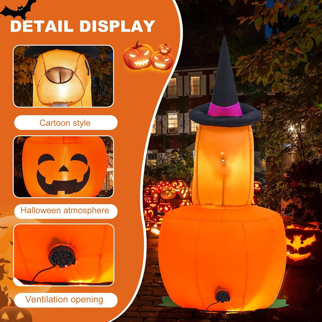 4 ft. Witch Beaver Sitting Pumpkin Halloween Inflatable Outdoor Decoration, Yard Decorations with LED Lights for Outdoor Lawn, Garden, Home Holiday Party